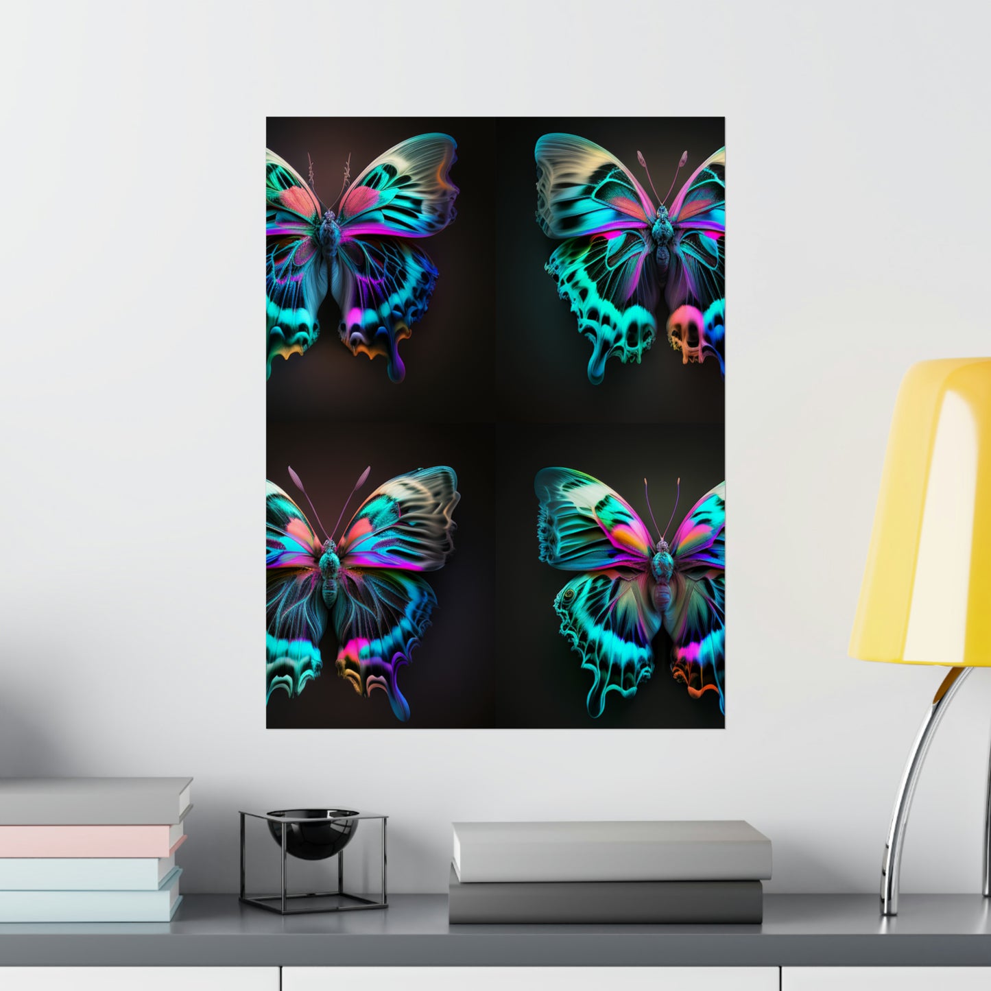 Premium Matte Vertical Posters Neon Butterfly Fusion 5