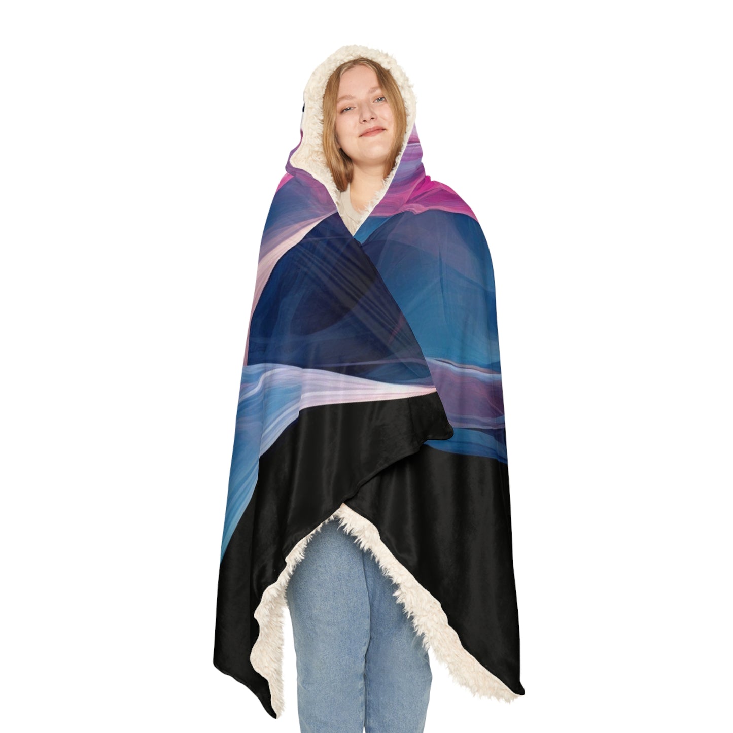 Snuggle Hooded Blanket Pink & Blue Tulip Rose 3