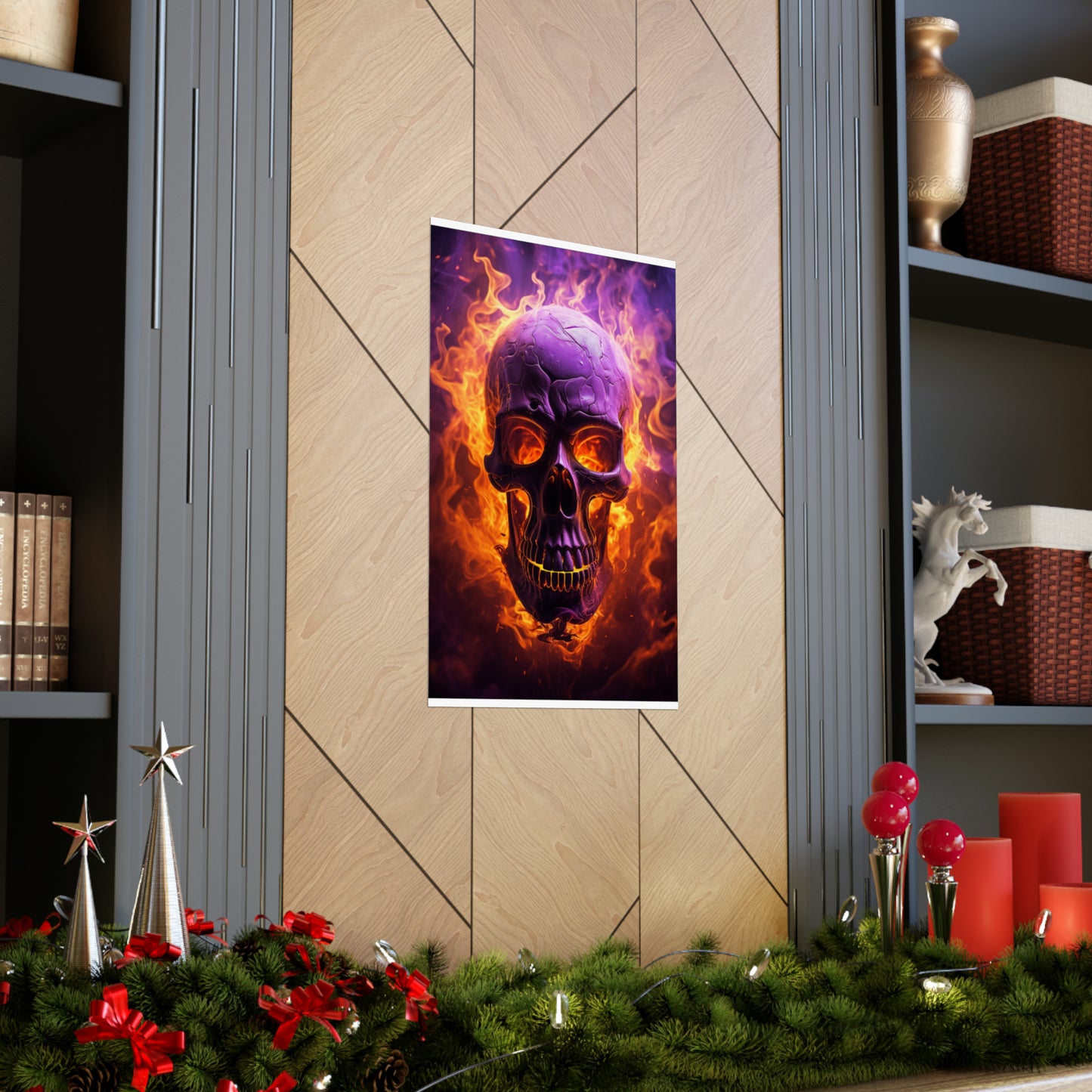 Premium Matte Vertical Posters Skull Flames 3