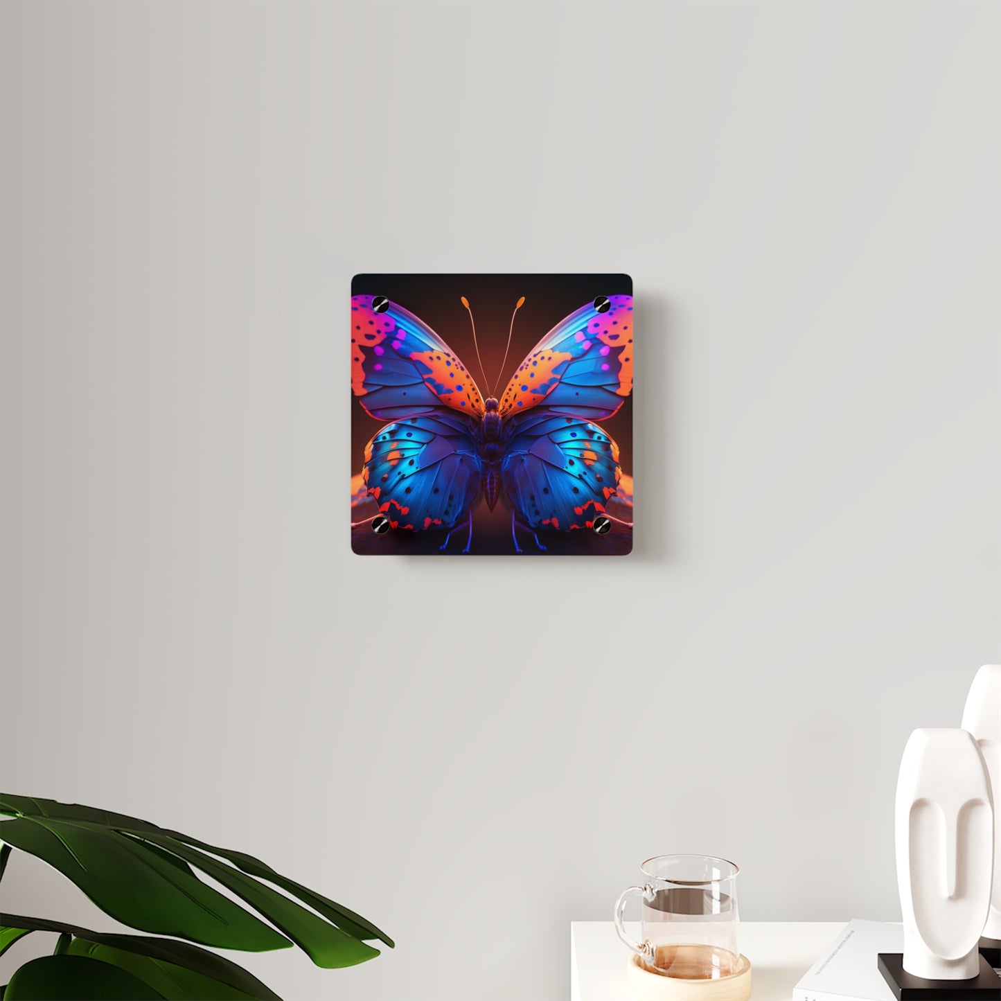 Acrylic Wall Art Panels Neon Butterfly Macro 3