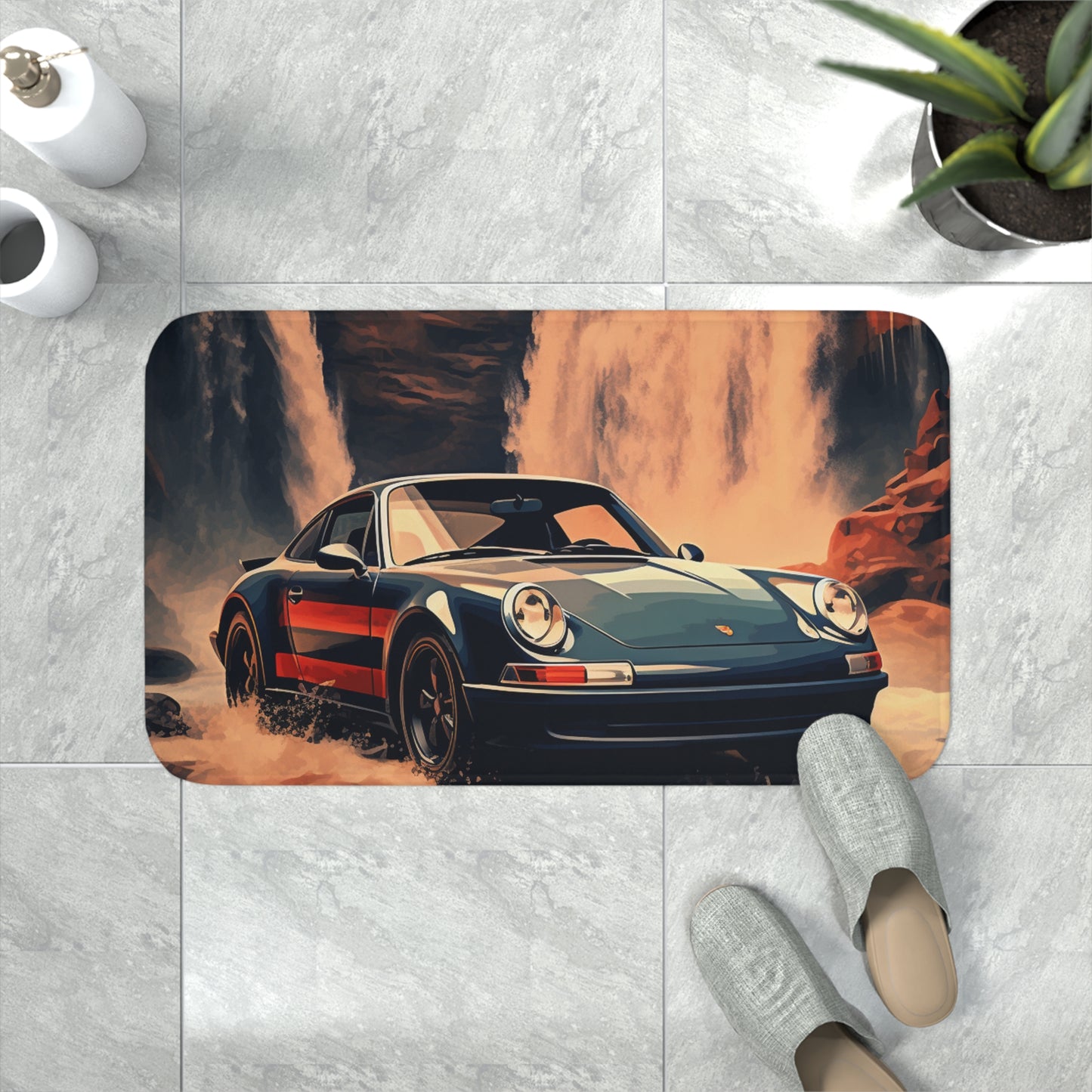 Memory Foam Bath Mat American Flag Porsche Abstract 3