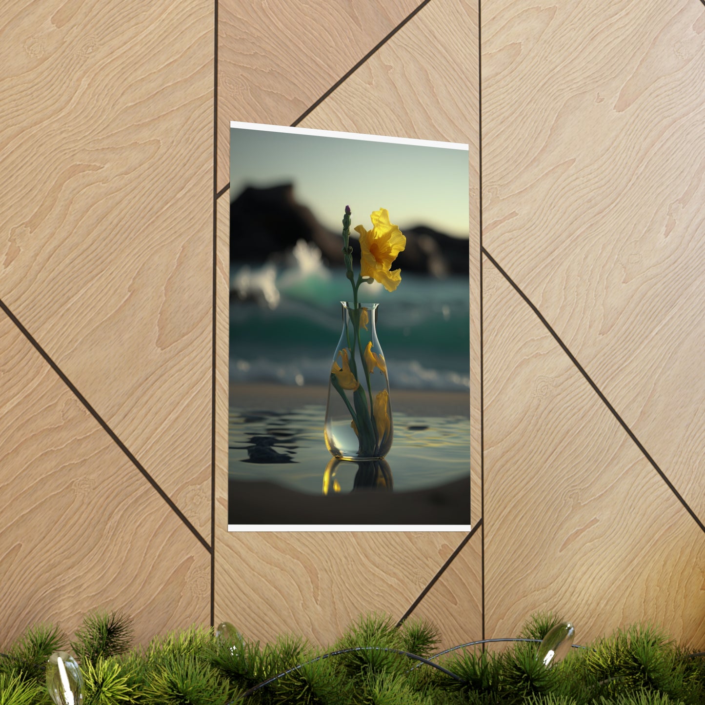 Premium Matte Vertical Posters Yellow Gladiolus glass 2