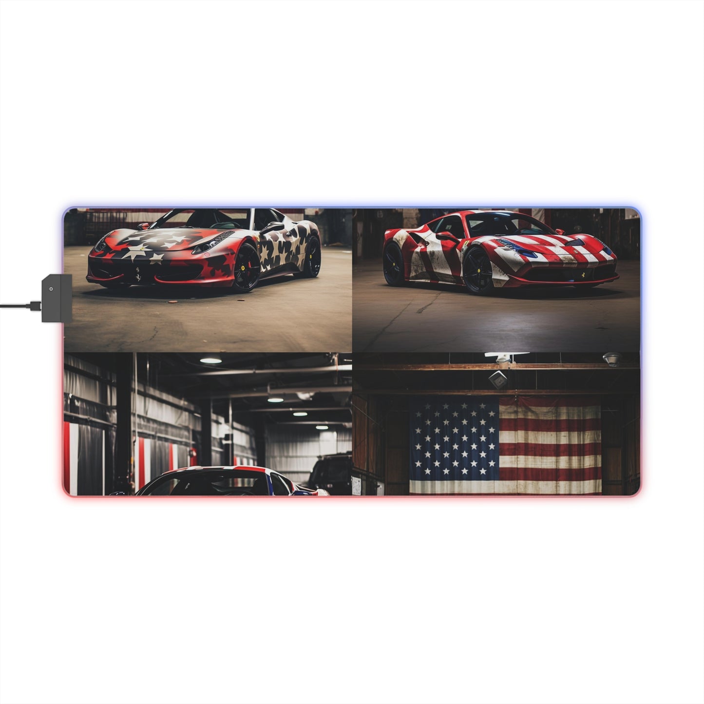 LED Gaming Mouse Pad American Flag Farrari 5