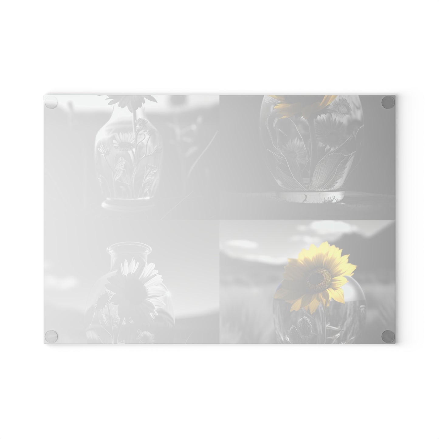 Glass Cutting Board Yellw Sunflower in a vase 5