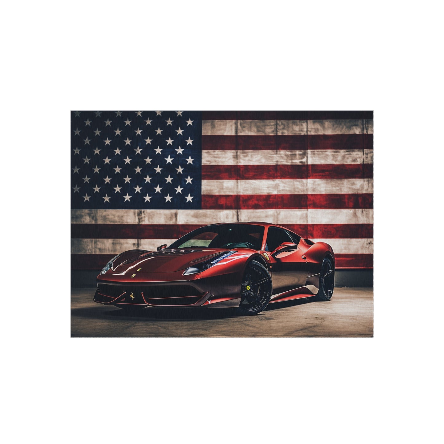 Outdoor Rug  American Flag Background Ferrari 4