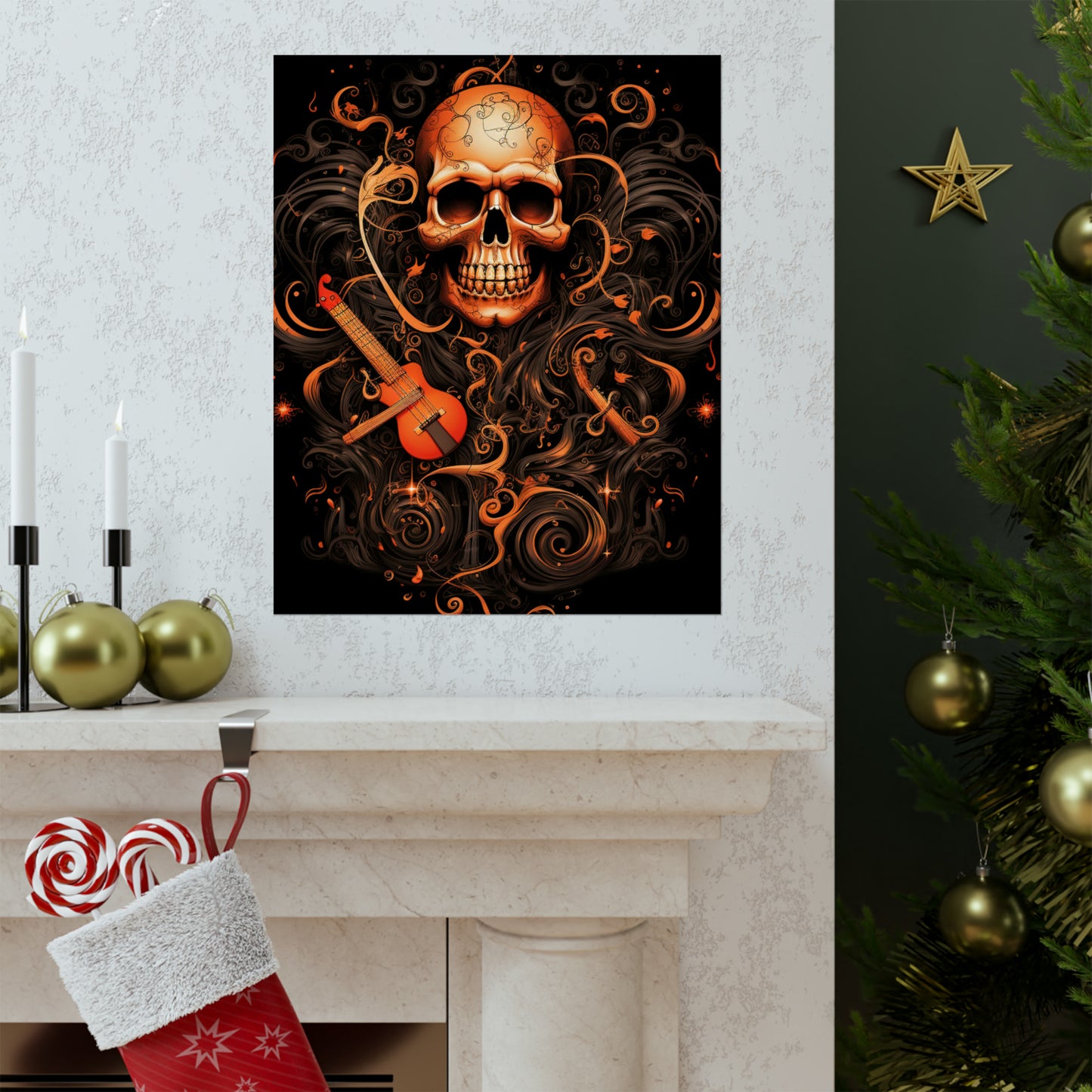 Premium Matte Vertical Posters Skull Treble Clef 4