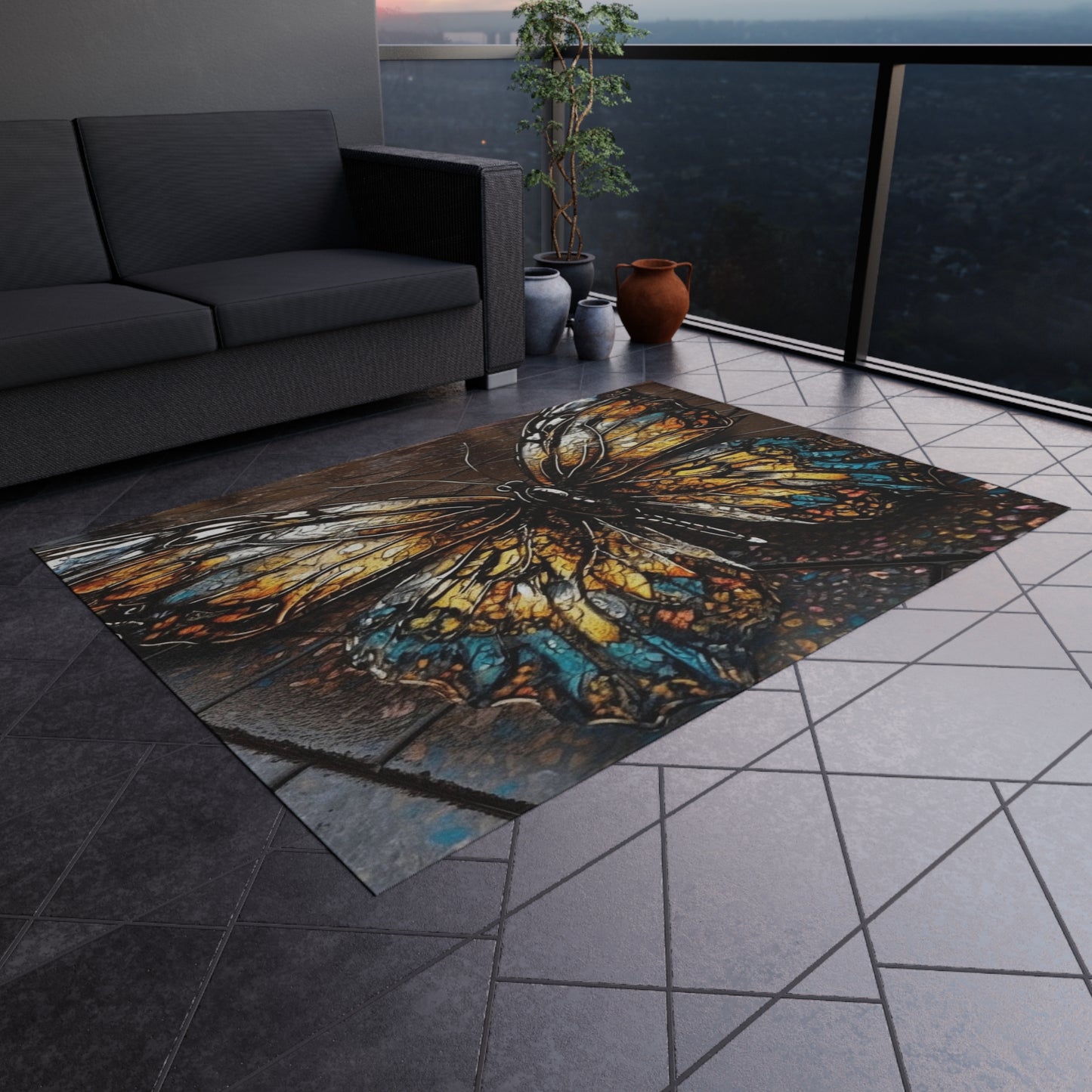 Outdoor Rug  Water Butterfly Street 1