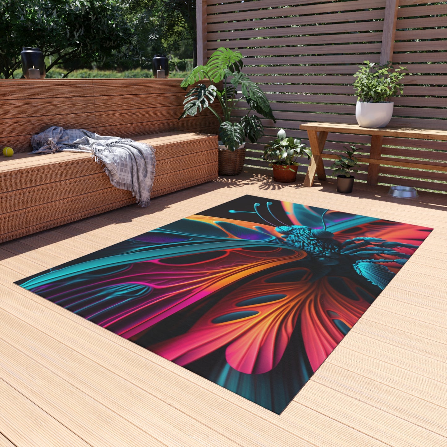 Outdoor Rug  Neon Butterfly Macro 4