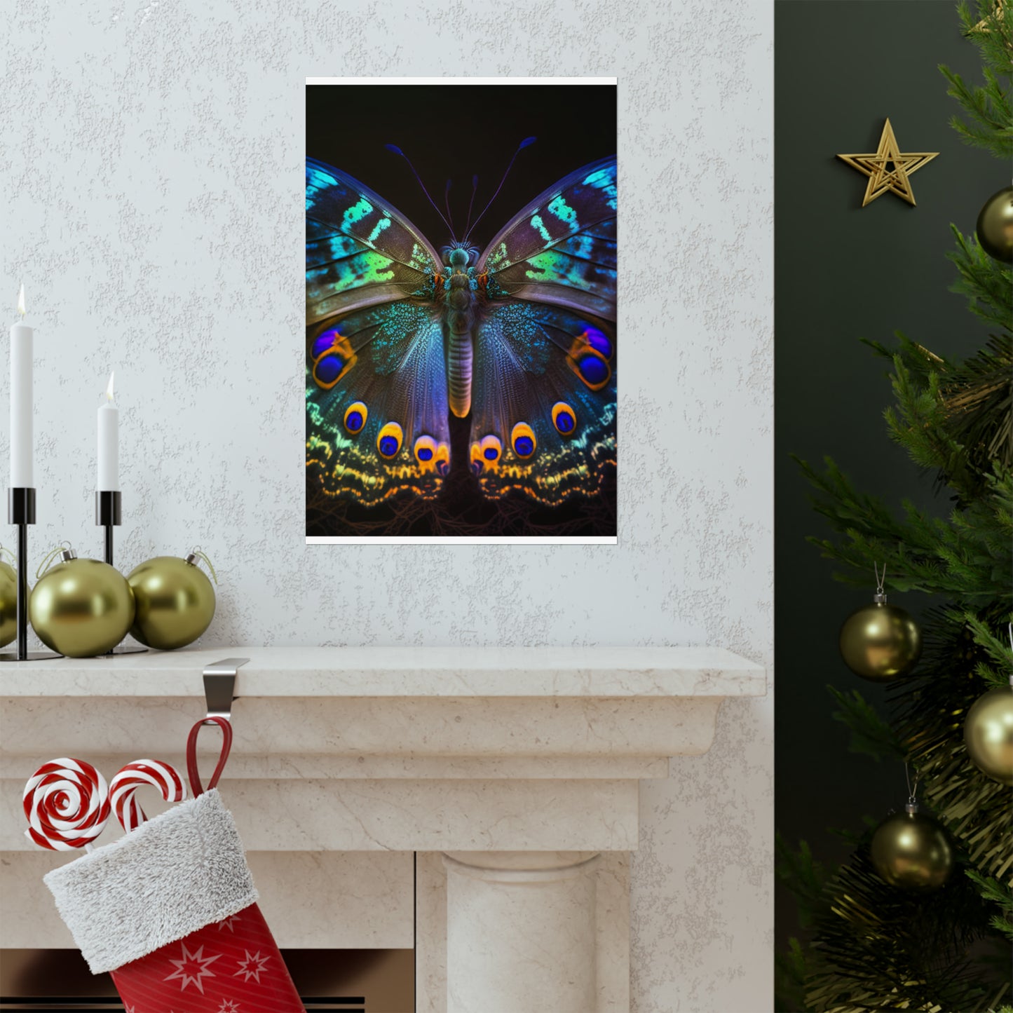 Premium Matte Vertical Posters Neon Hue Butterfly 3