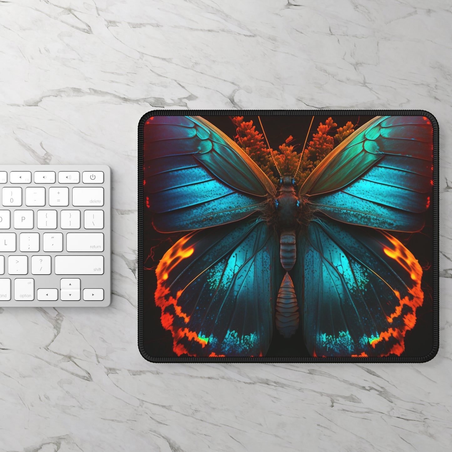 Gaming Mouse Pad  Neon Butterfly Flair 3