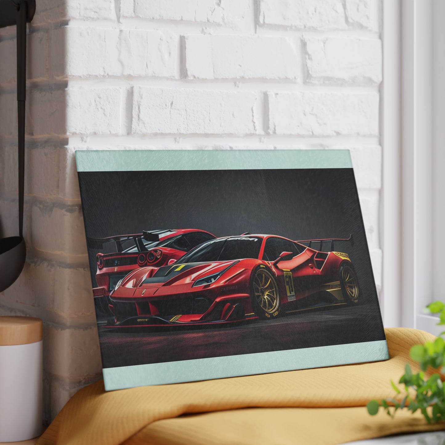 Glass Cutting Board Ferrari Red 3