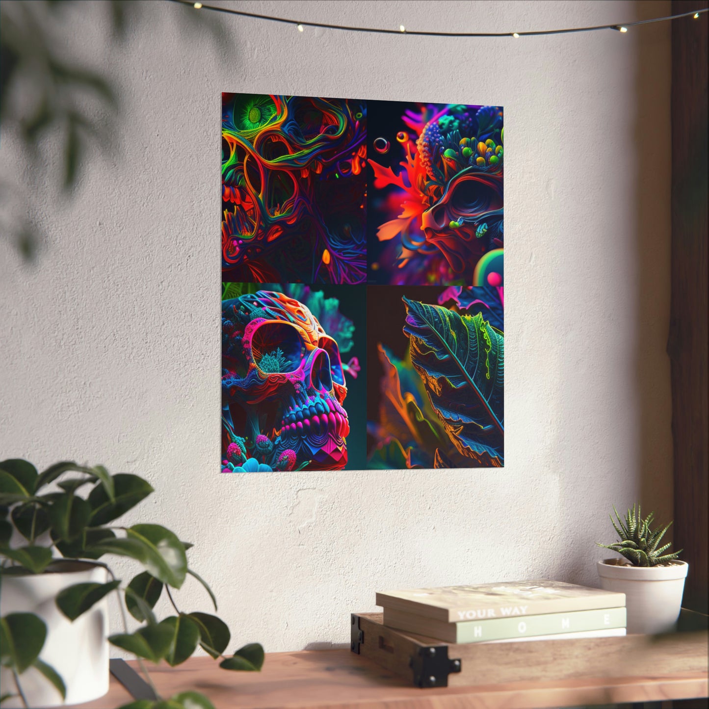 Premium Matte Vertical Posters Florescent Skull Death 5