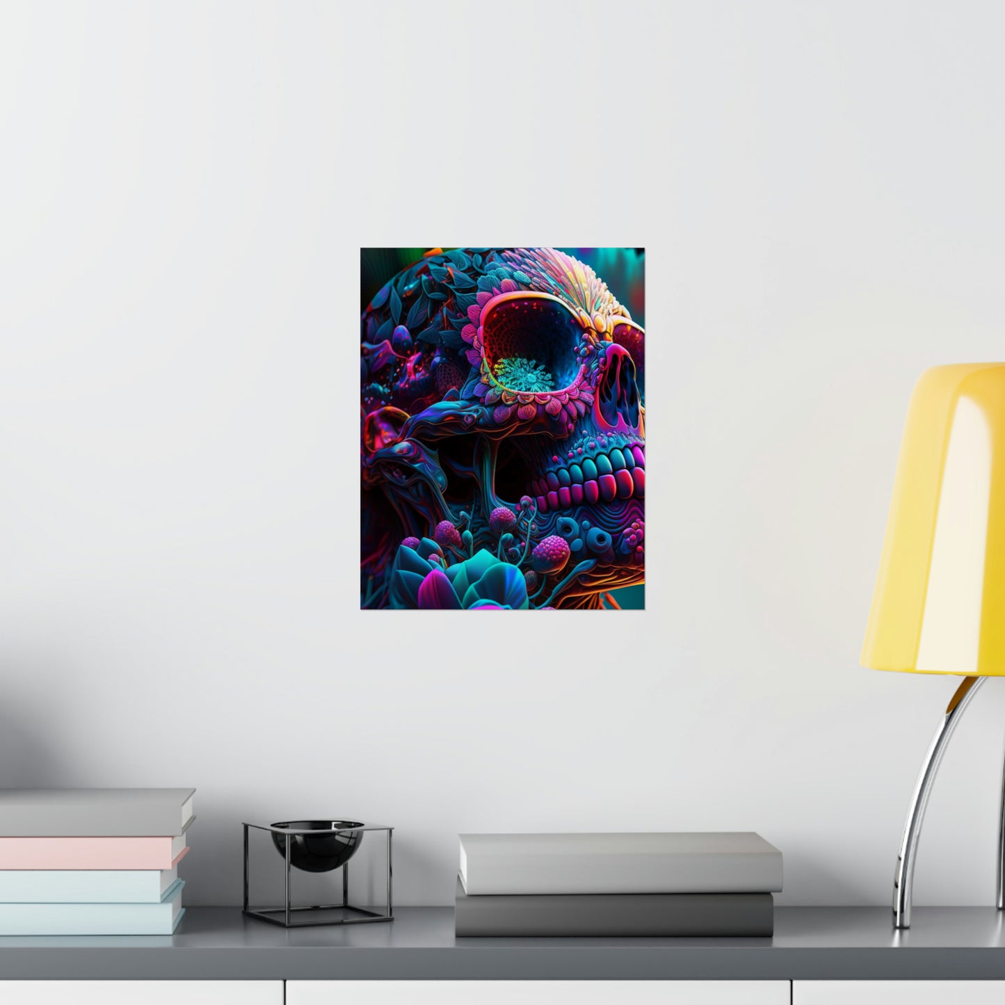 Premium Matte Vertical Posters Florescent Skull Death 3