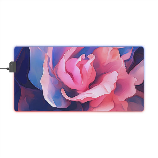 LED Gaming Mouse Pad Pink & Blue Tulip Rose 1