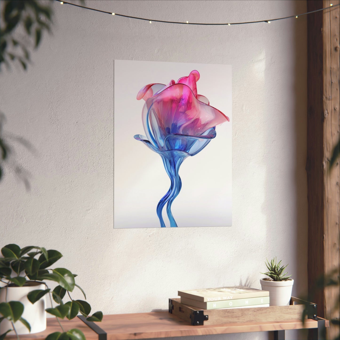 Premium Matte Vertical Posters Pink & Blue Tulip Rose 4