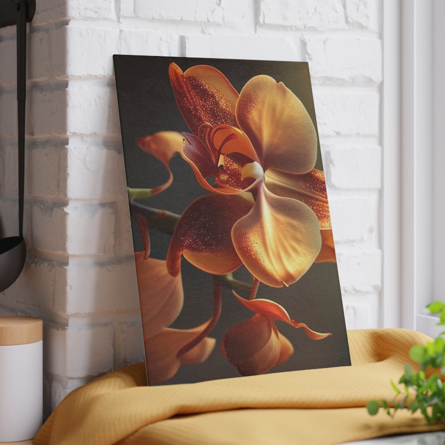 Glass Cutting Board Orange Orchid 1