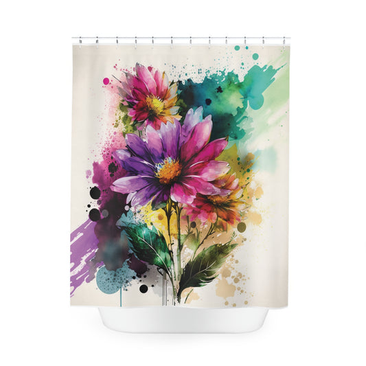 Polyester Shower Curtain Bright Spring Flowers 1