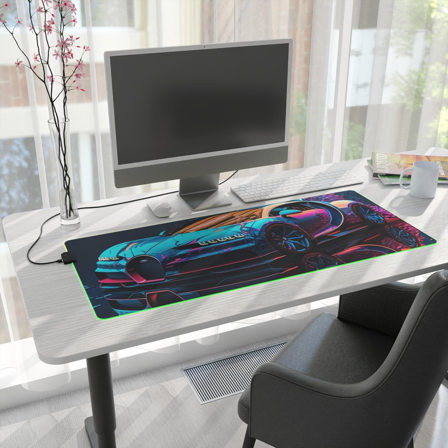 LED Gaming Mouse Pad Bugatti Neon Chiron 4