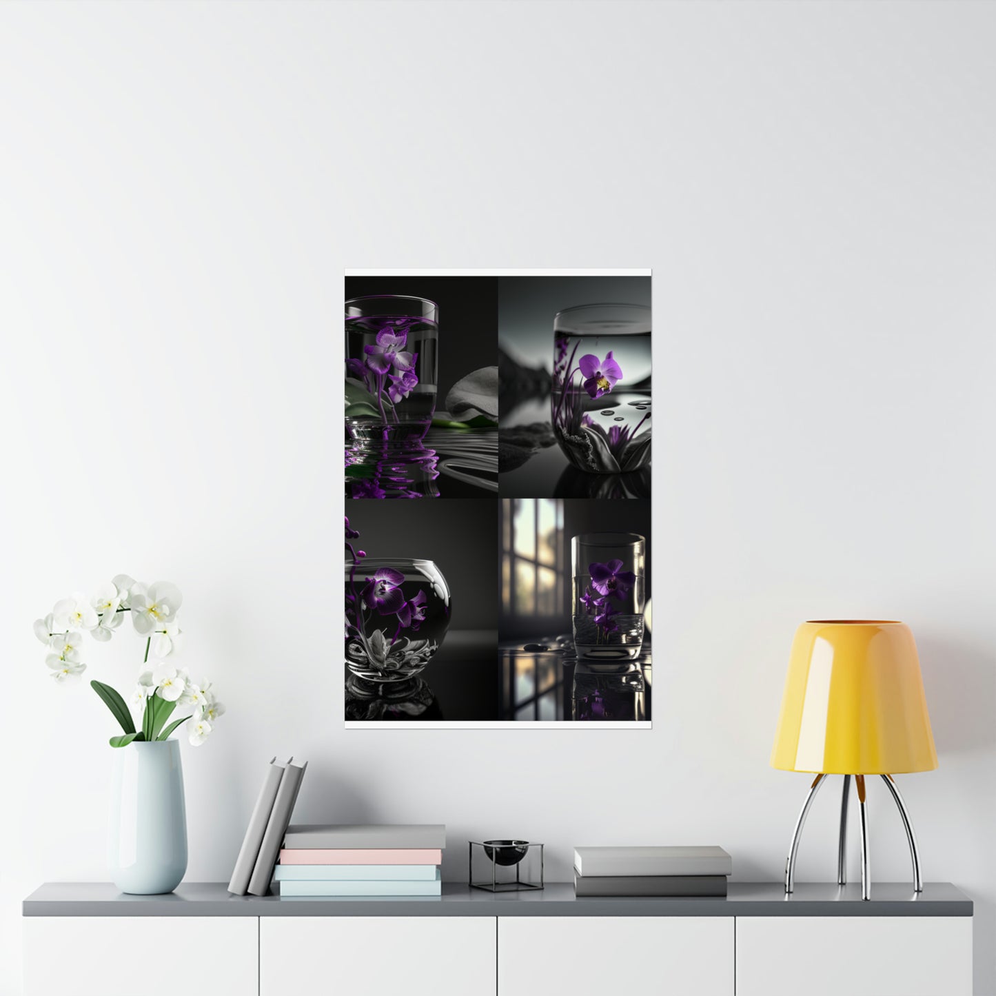 Premium Matte Vertical Posters Purple Orchid Glass vase 5