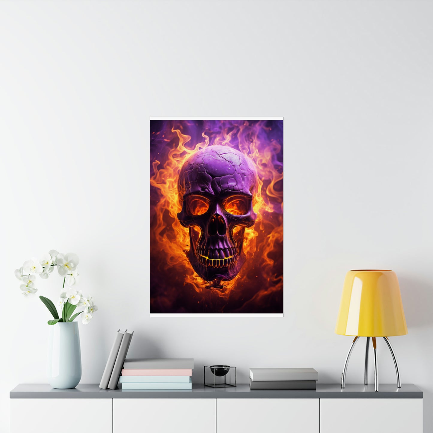 Premium Matte Vertical Posters Skull Flames 3