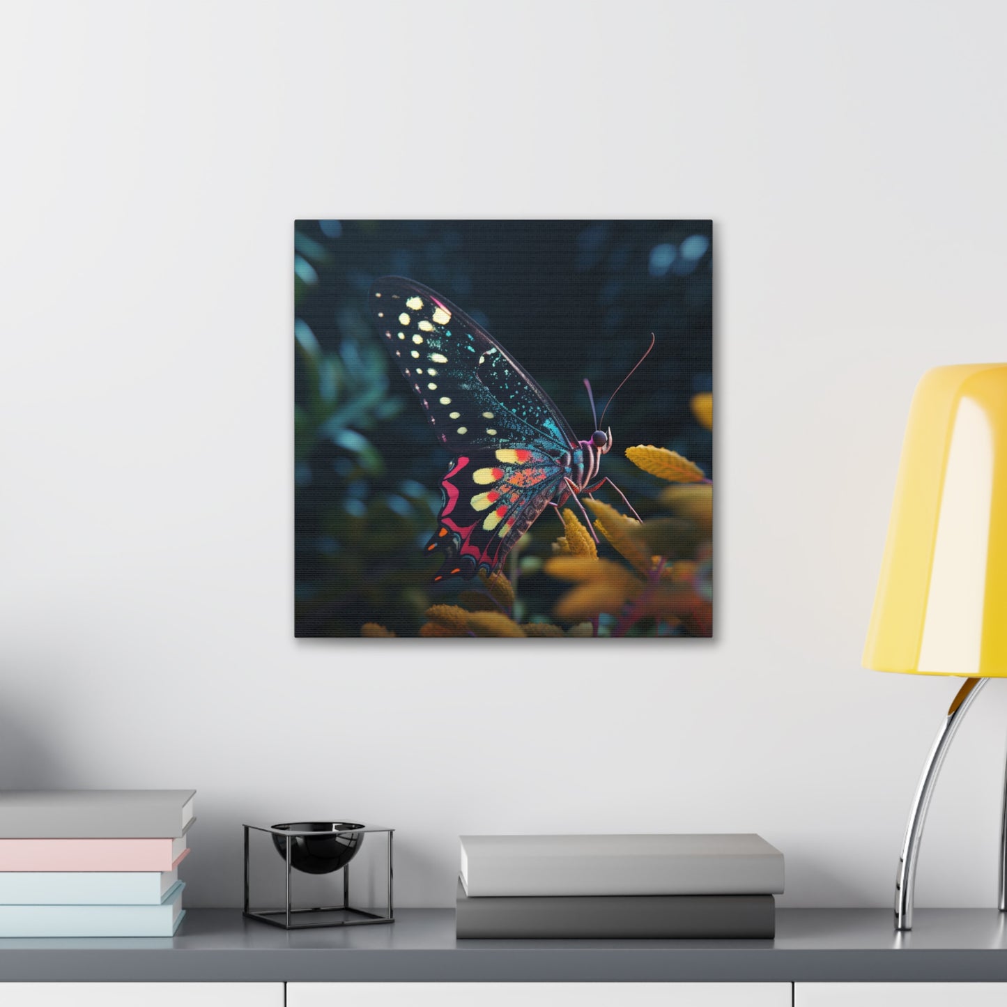 Canvas Gallery Wraps Hyper Colorful Butterfly Macro 2