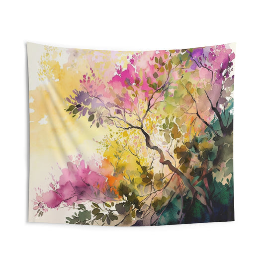 Indoor Wall Tapestries Mother Nature Bright Spring Colors Realistic Watercolor 2
