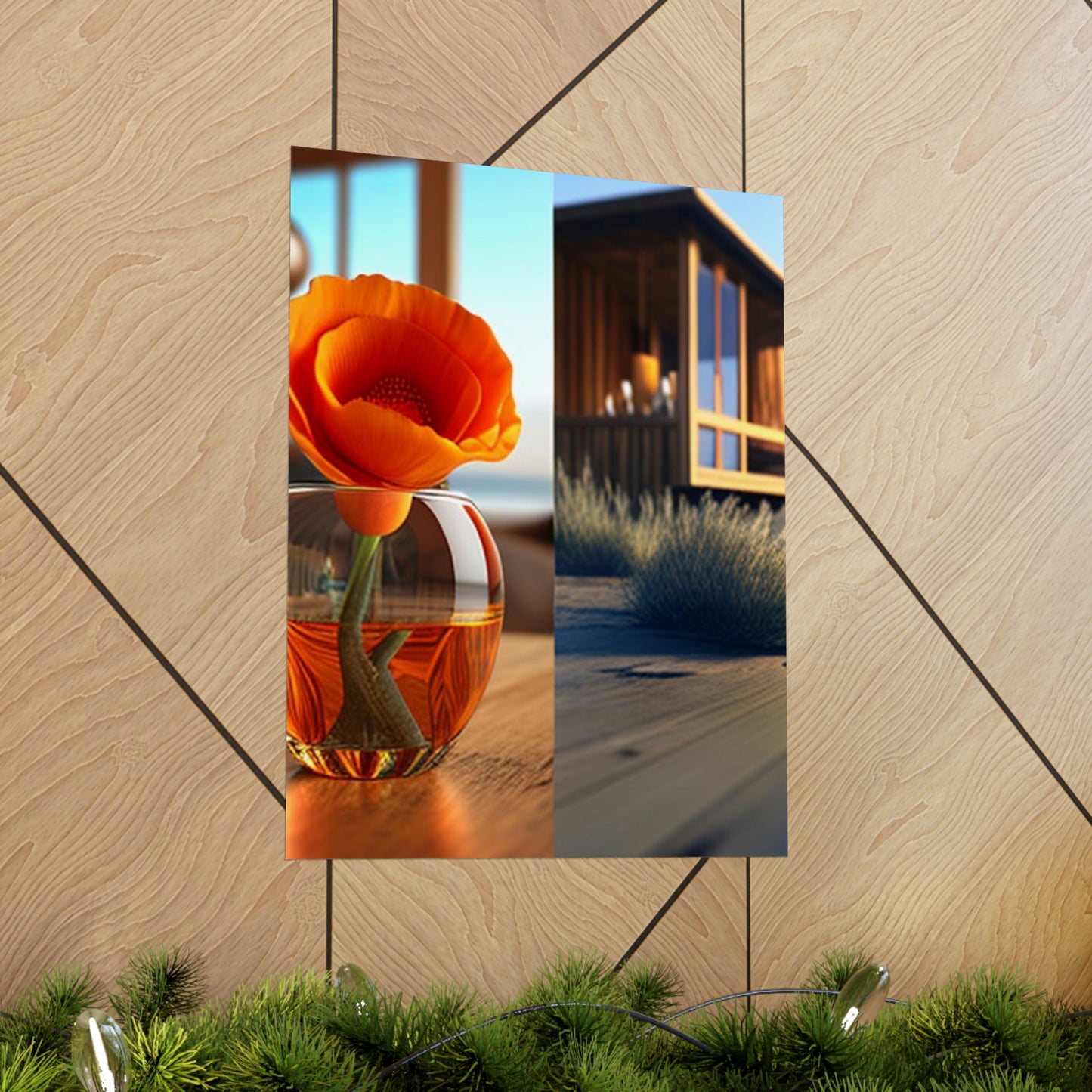 Premium Matte Vertical Posters Poppy in a Glass Vase 3