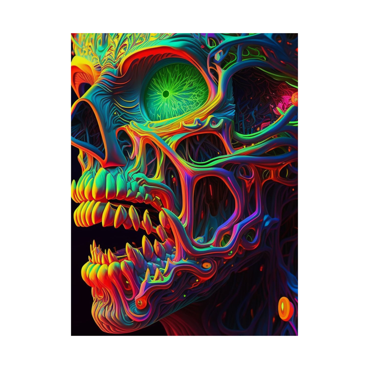 Premium Matte Vertical Posters Florescent Skull Death 1