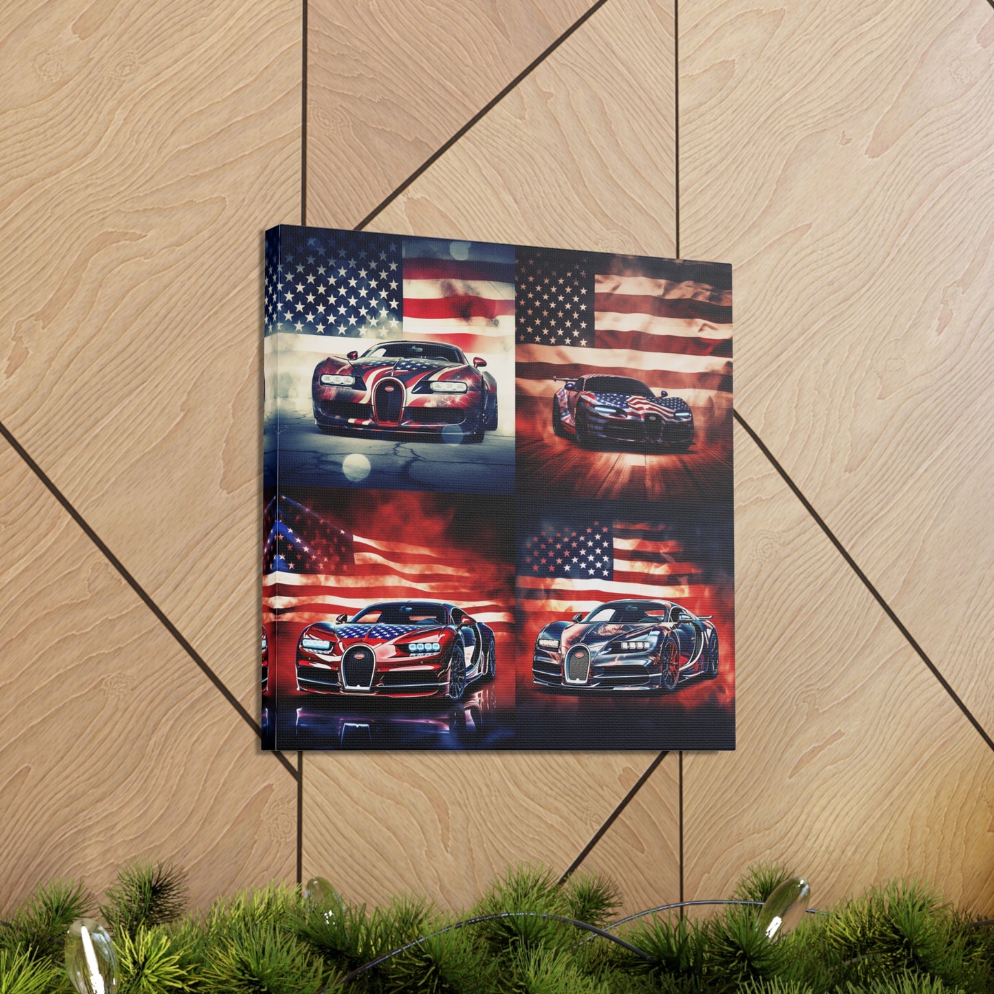 Canvas Gallery Wraps Abstract American Flag Background Bugatti 5