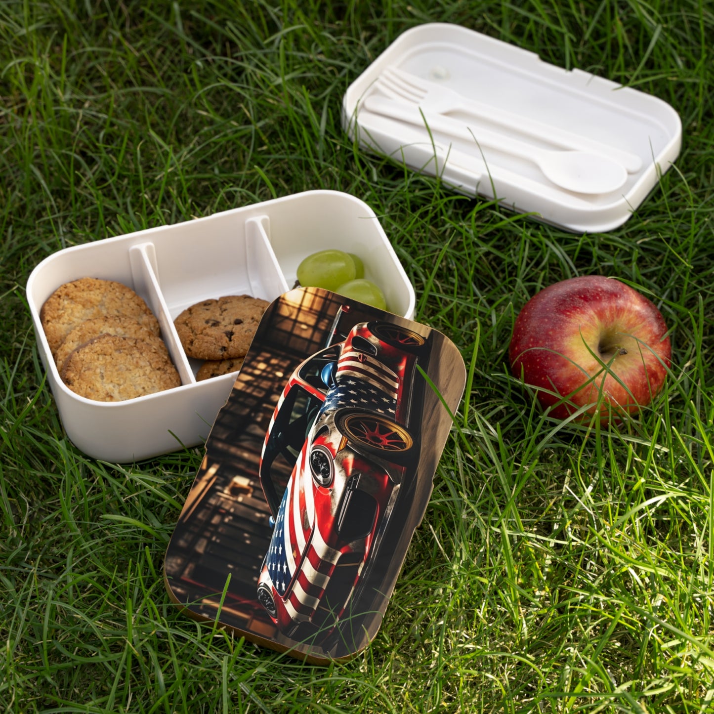Bento Lunch Box American Flag Porsche 4