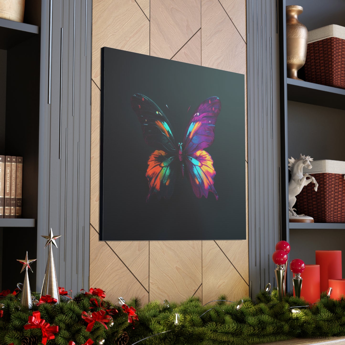 Canvas Gallery Wraps Hyper Colorful Butterfly Purple 3