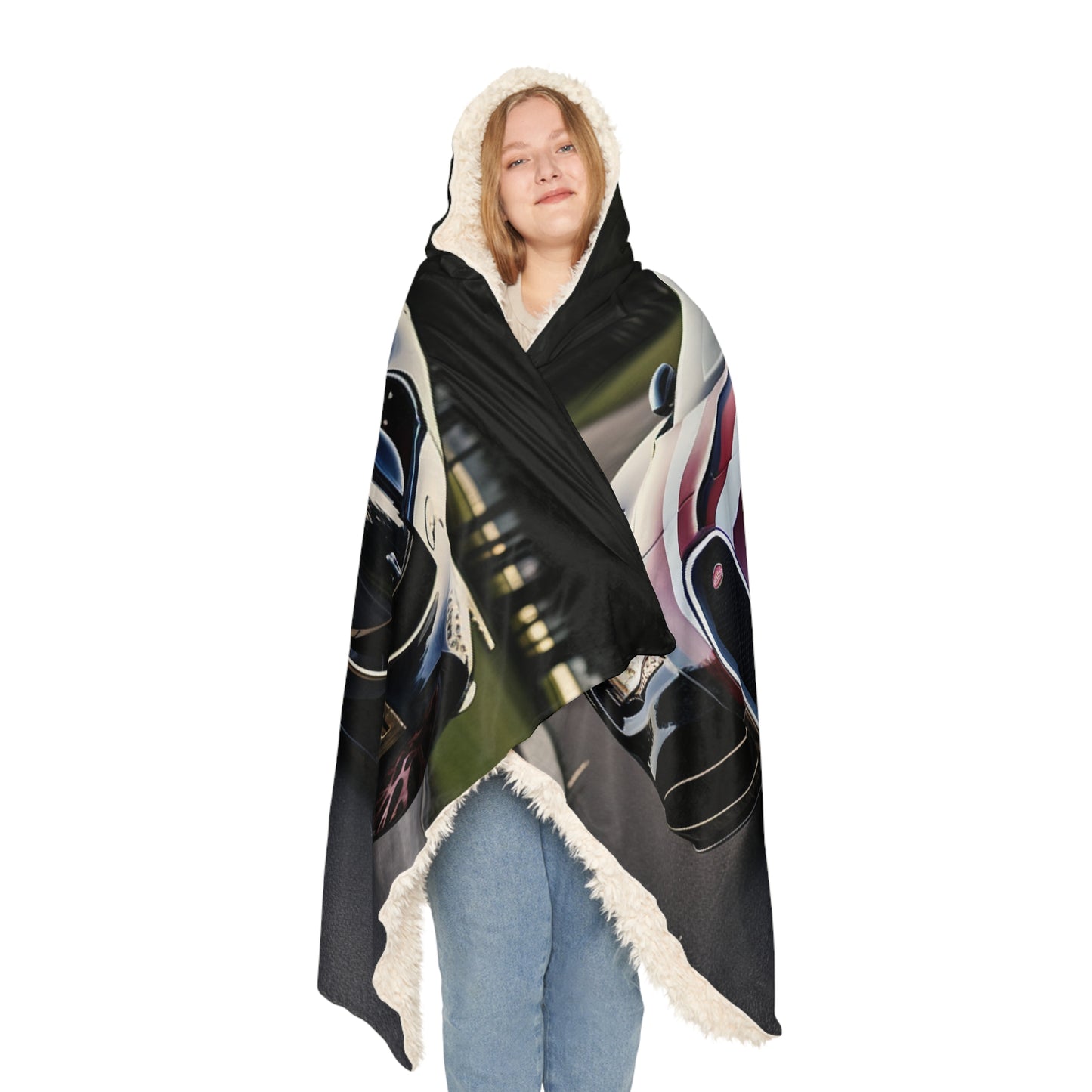 Snuggle Hooded Blanket Bugatti Flag American 1