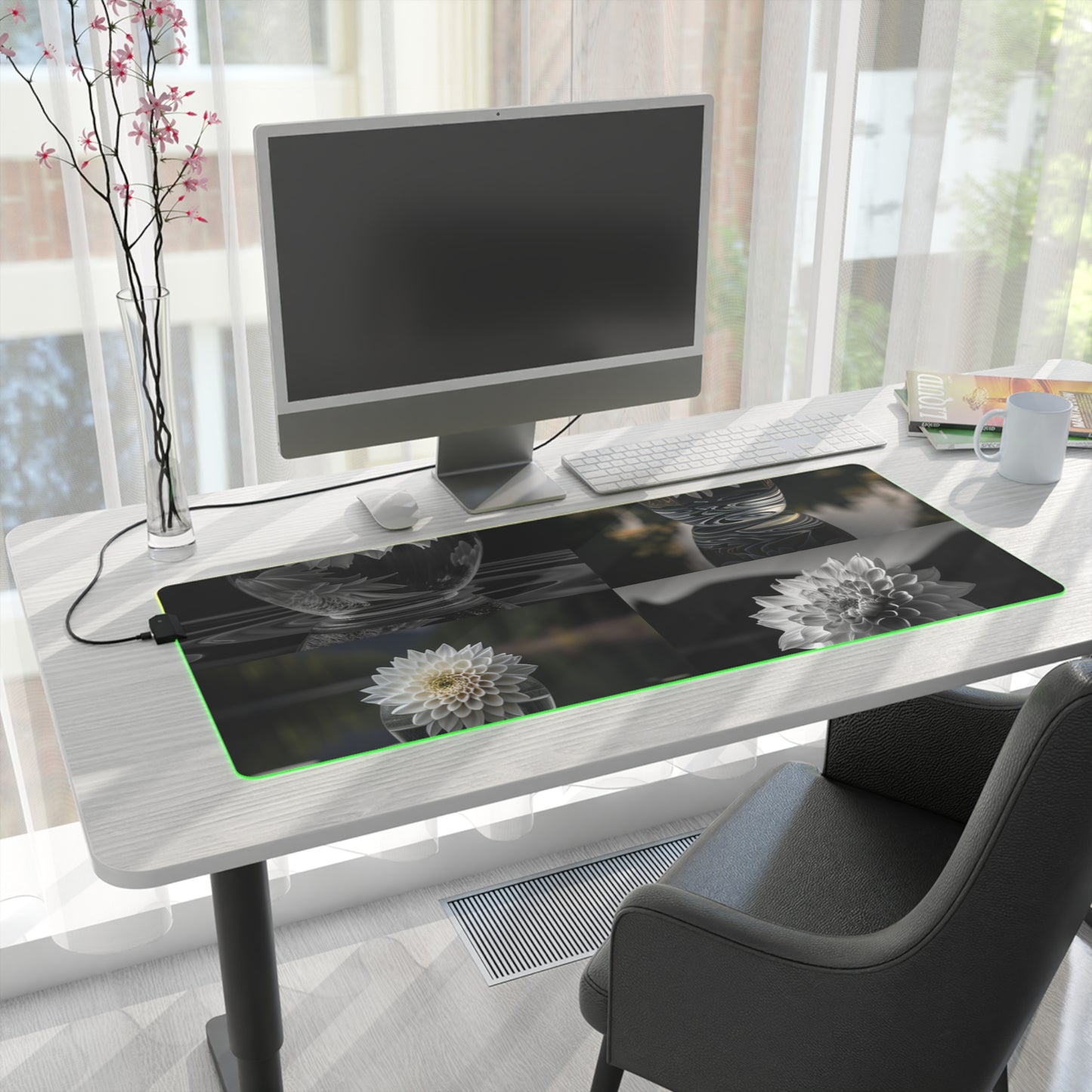 LED Gaming Mouse Pad White Dahlia 5