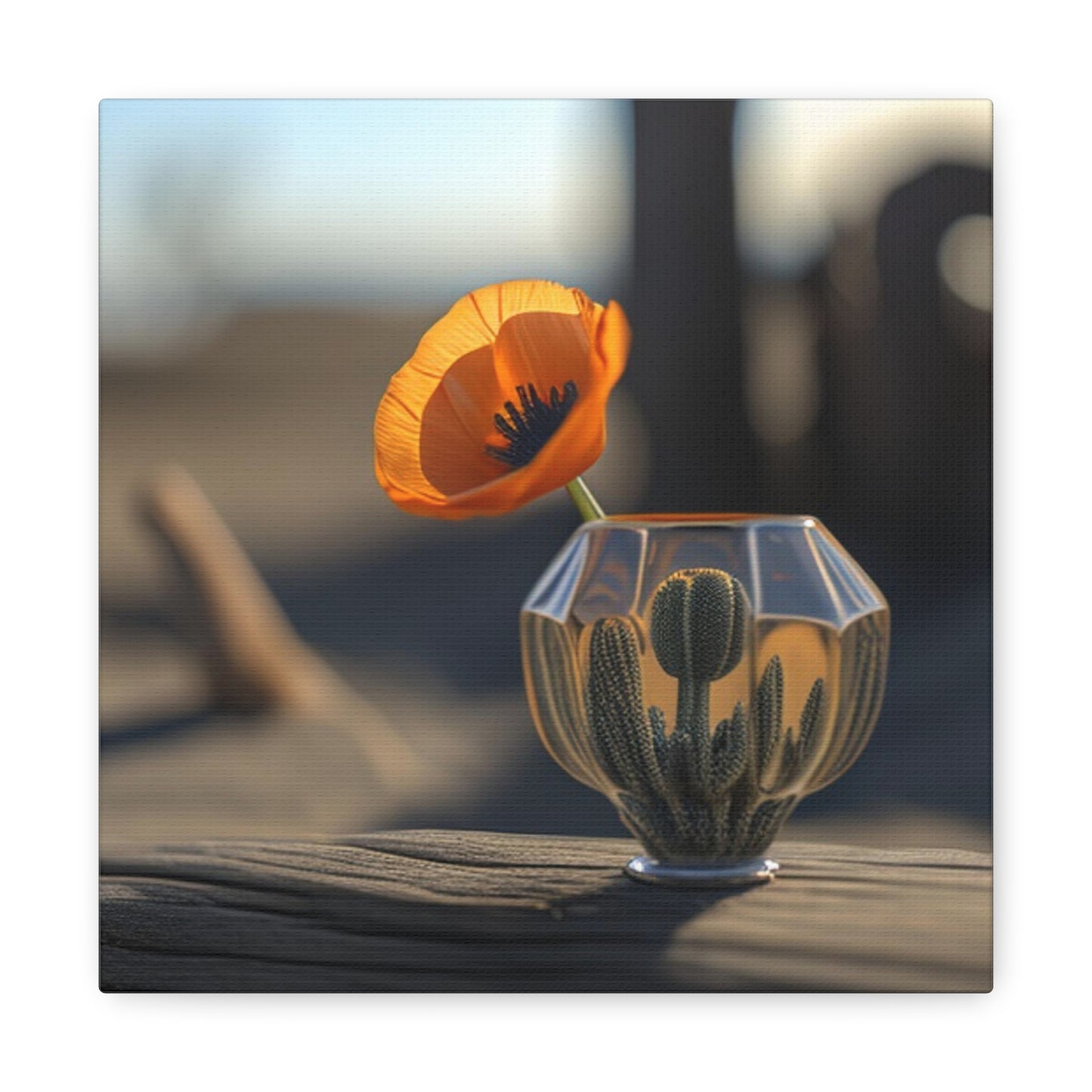 Canvas Gallery Wraps Orange Poppy in a Vase 2