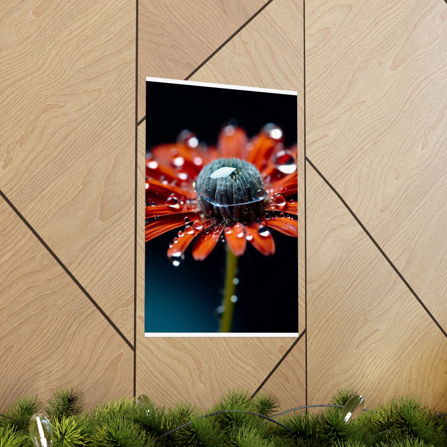 Premium Matte Vertical Posters Water drop Macro Flower 1