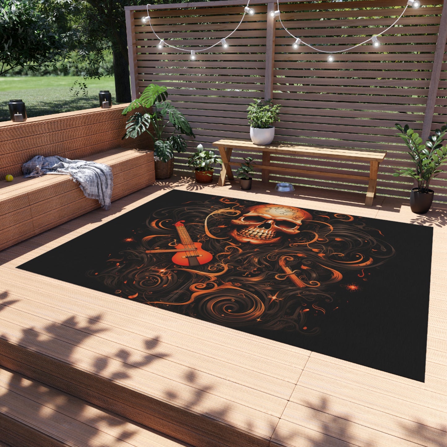 Outdoor Rug  Skull Treble Clef 4