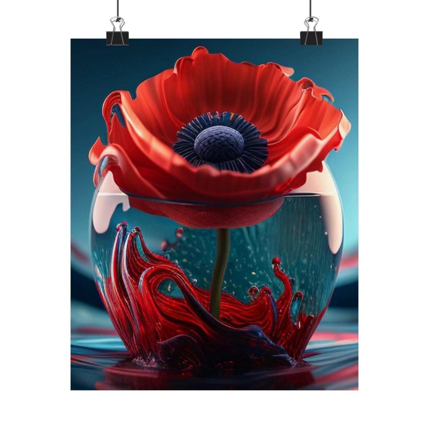 Premium Matte Vertical Posters Red Anemone in a Vase 2