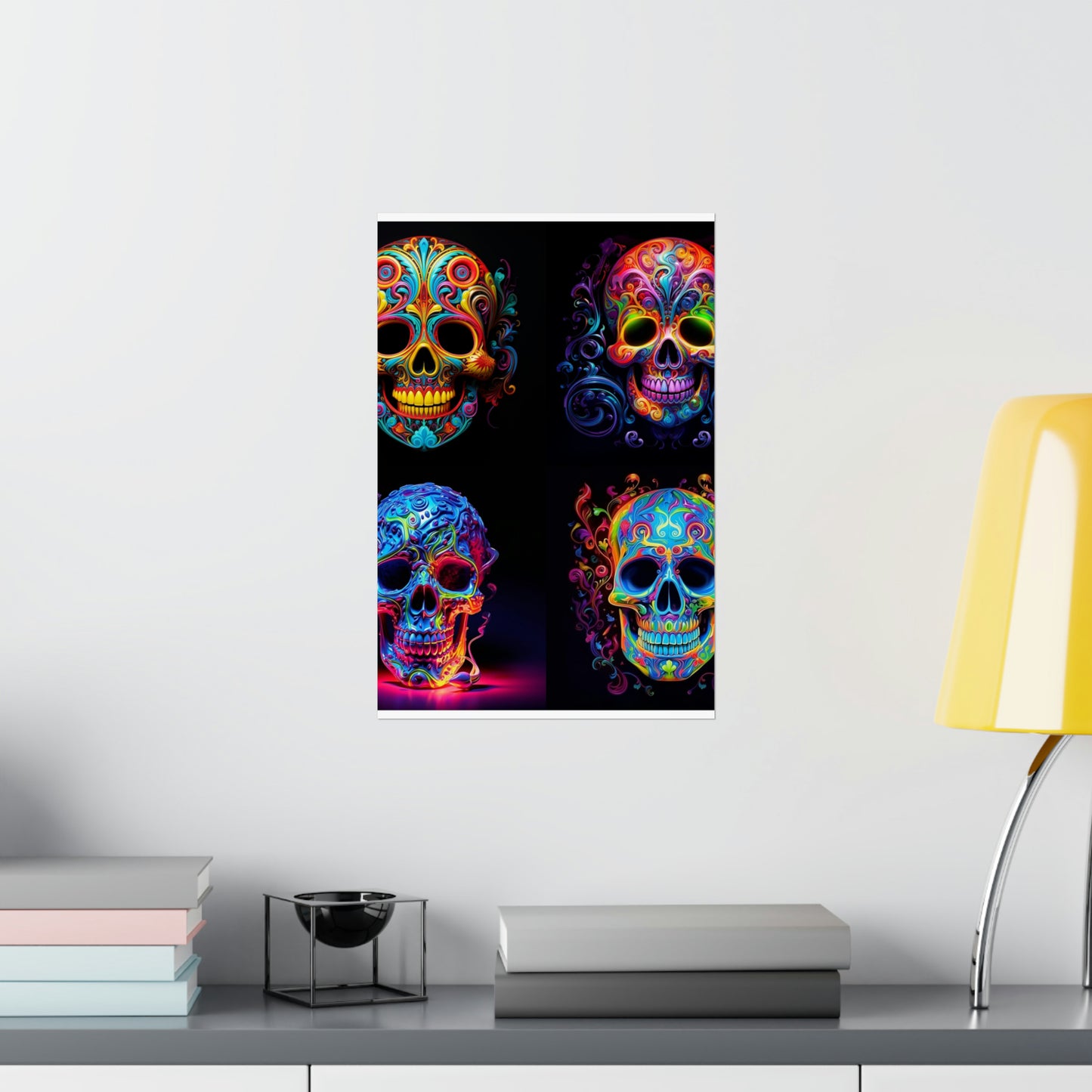 Premium Matte Vertical Posters Macro Skull Color 5