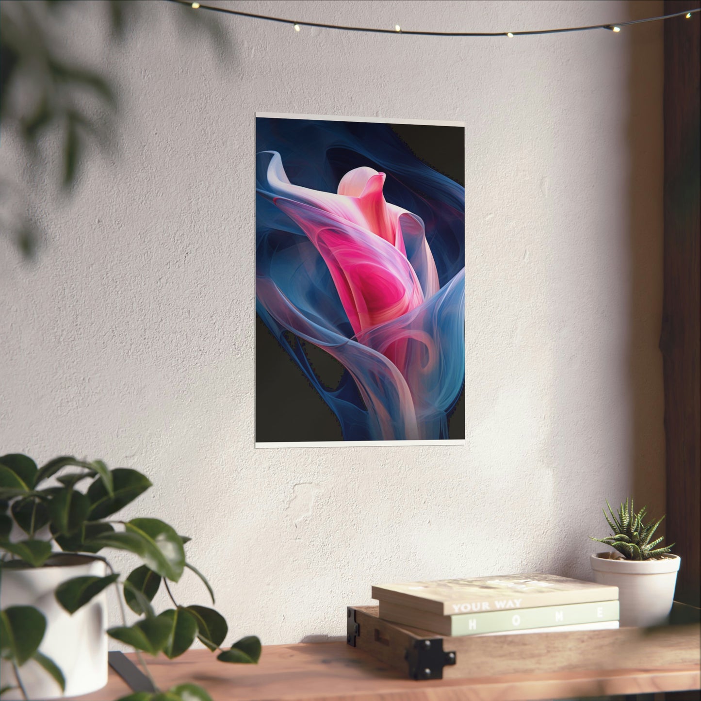 Premium Matte Vertical Posters Pink & Blue Tulip Rose 3