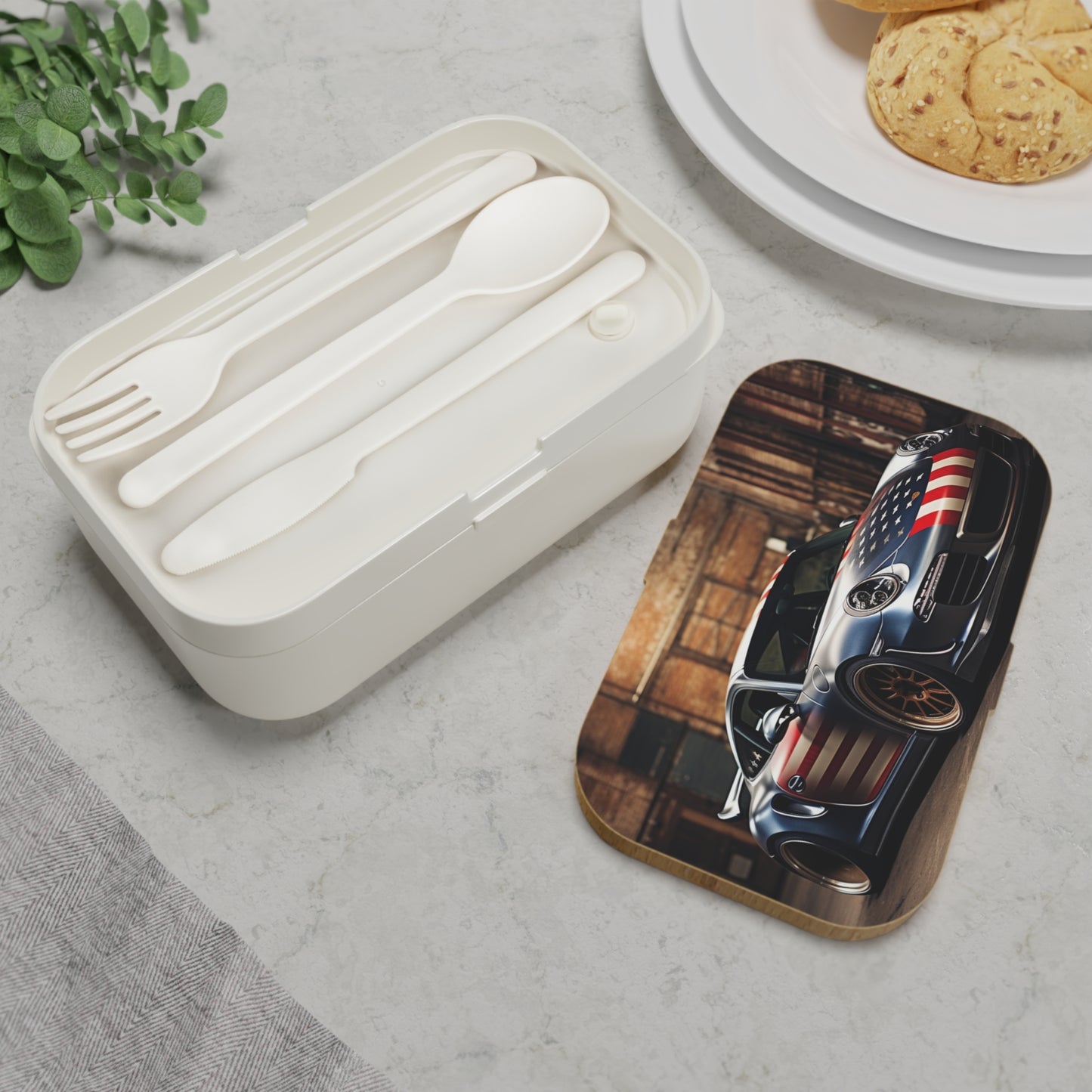 Bento Lunch Box American Flag Porsche 1
