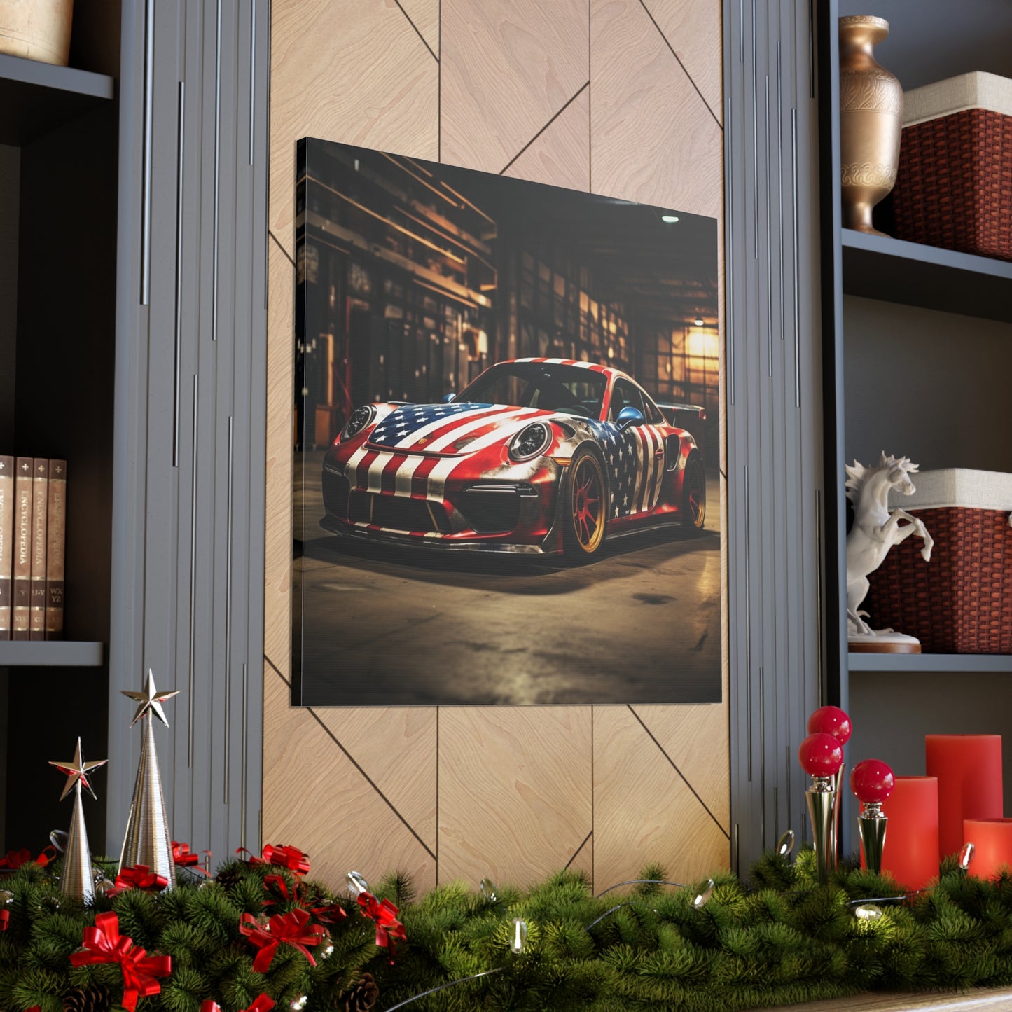 Canvas Gallery Wraps American Flag Porsche 4