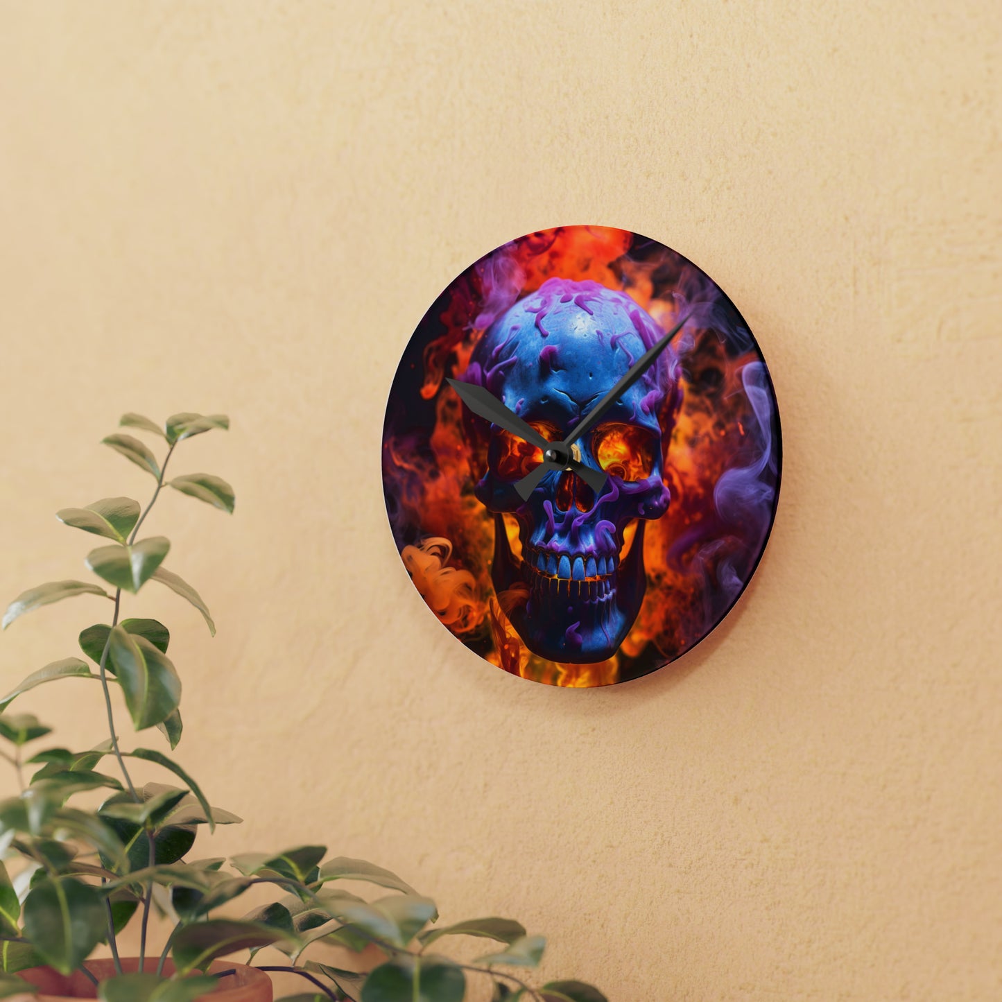 Acrylic Wall Clock Macro Skull 3