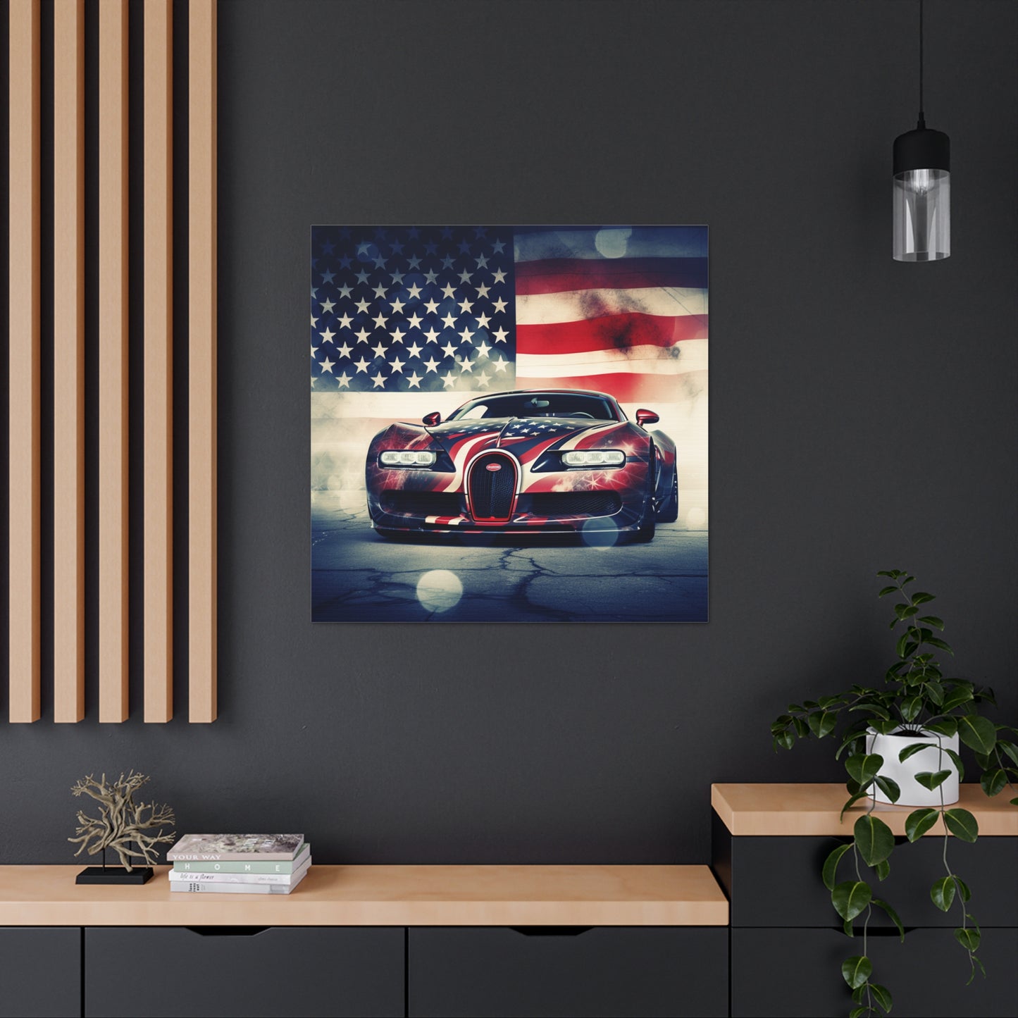 Canvas Gallery Wraps Abstract American Flag Background Bugatti 1