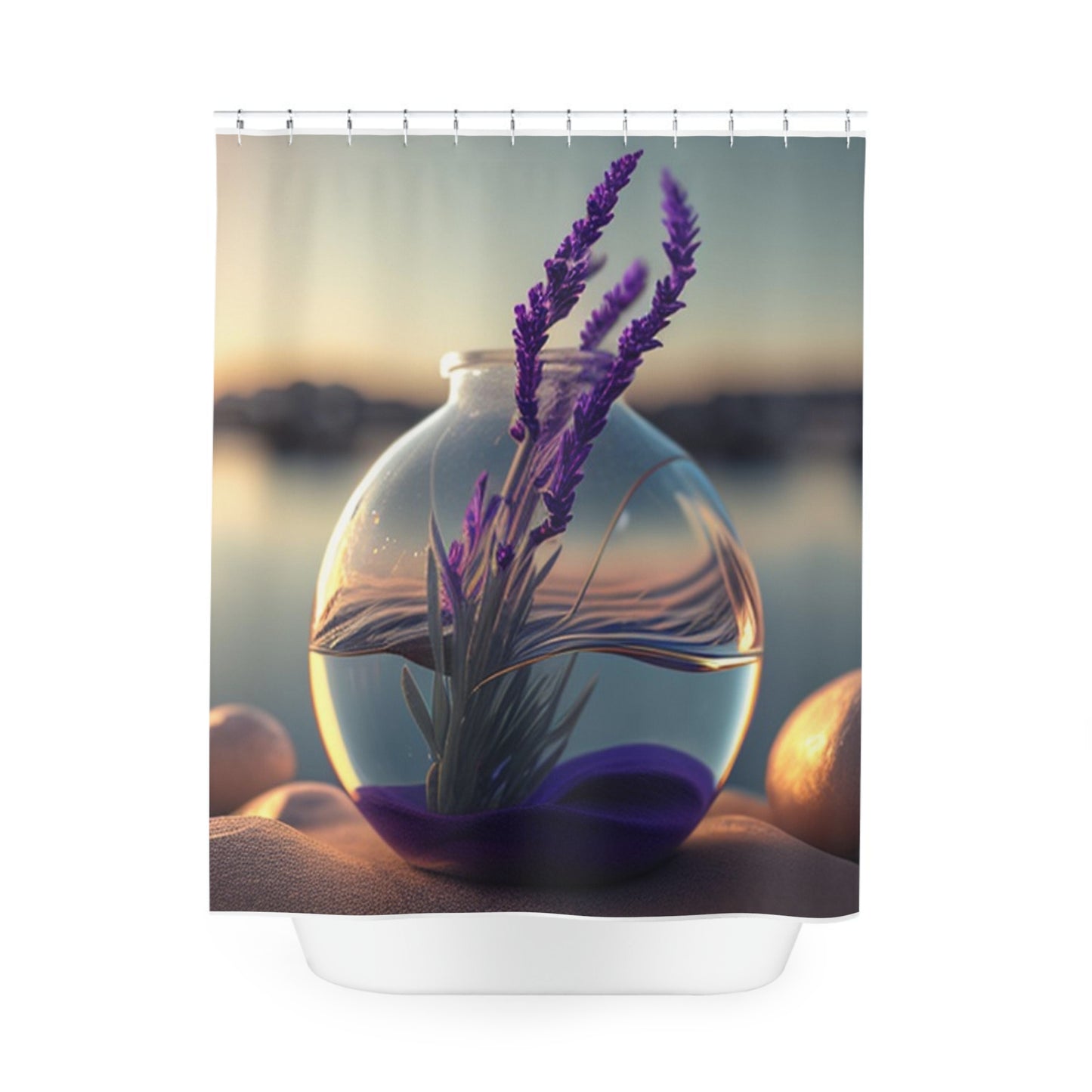 Polyester Shower Curtain Lavender in a vase 3