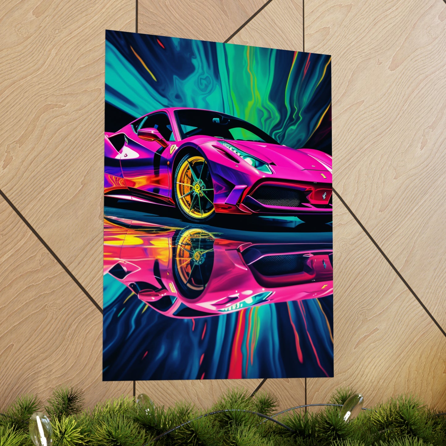 Premium Matte Vertical Posters Pink Ferrari Macro 4