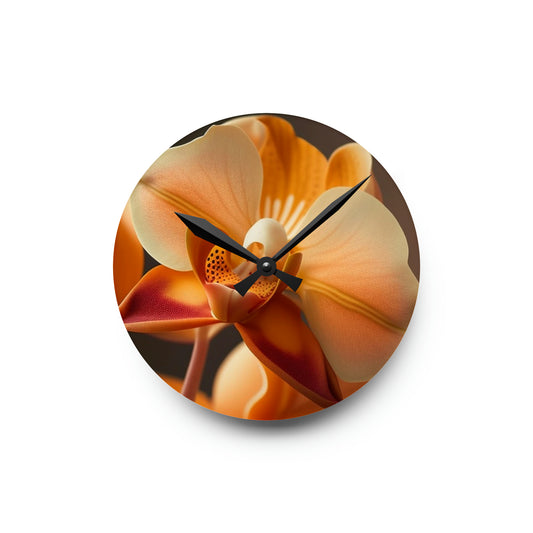 Acrylic Wall Clock Orange Orchid 3