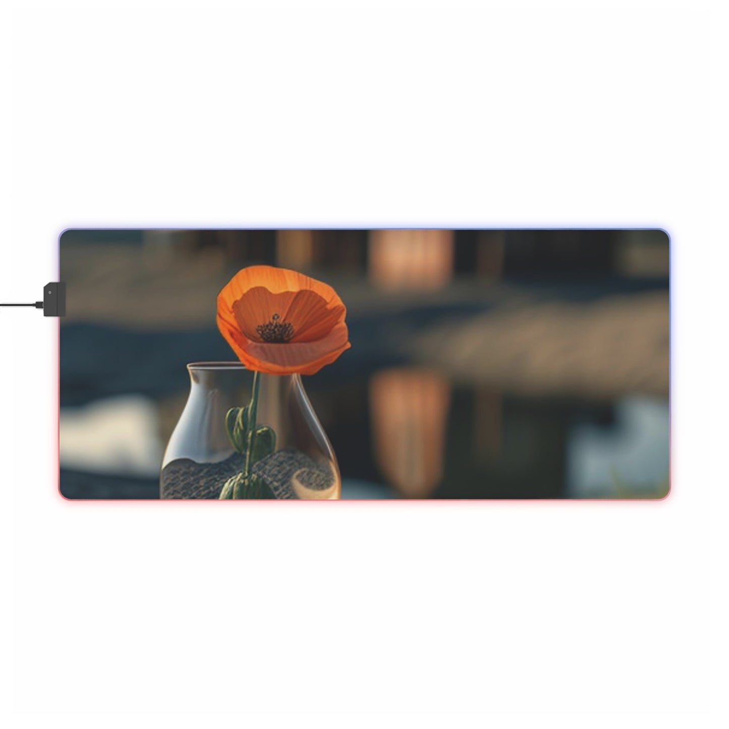 LED Gaming Mouse Pad Orange Poppy in a Vase 4