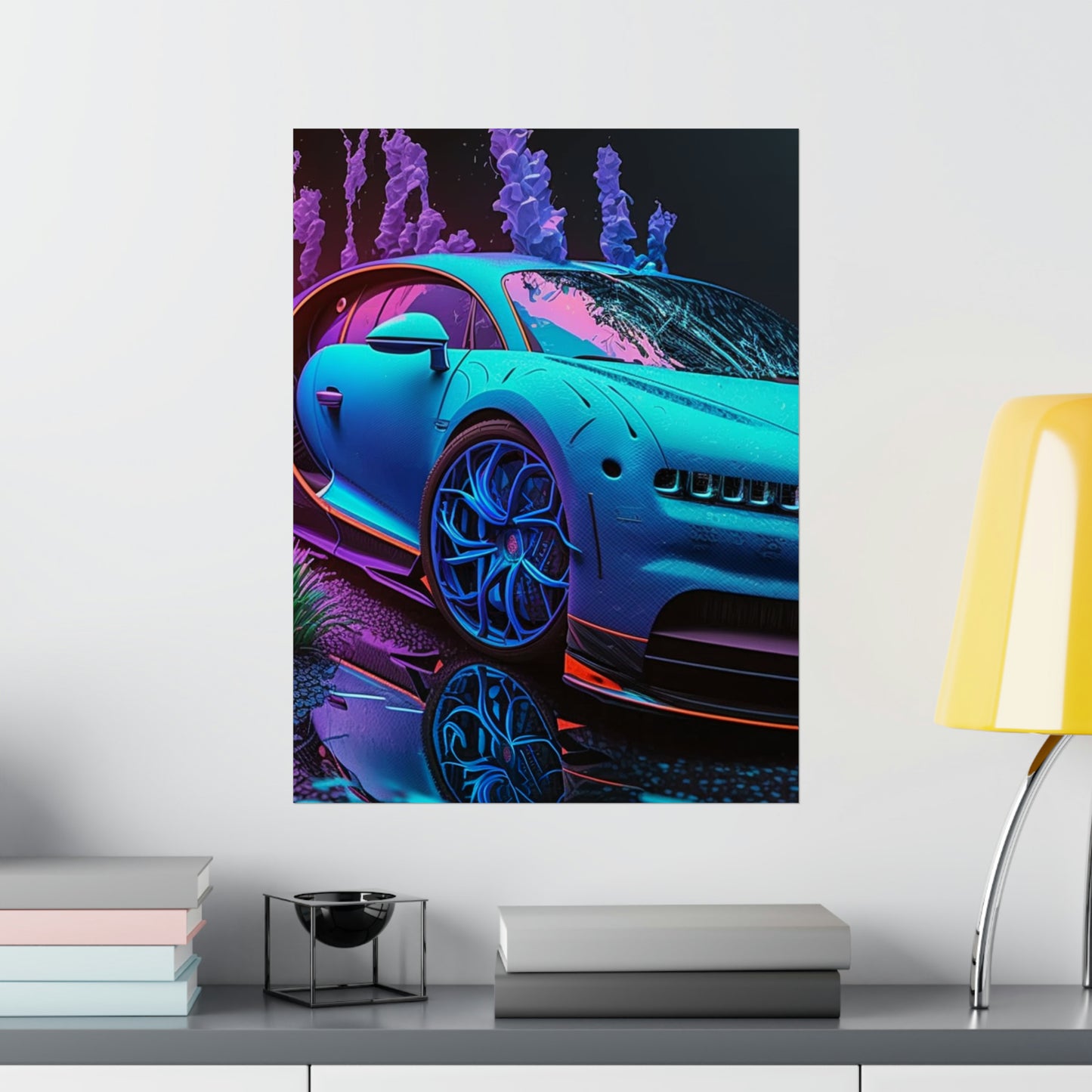 Premium Matte Vertical Posters Bugatti Neon Chiron 2