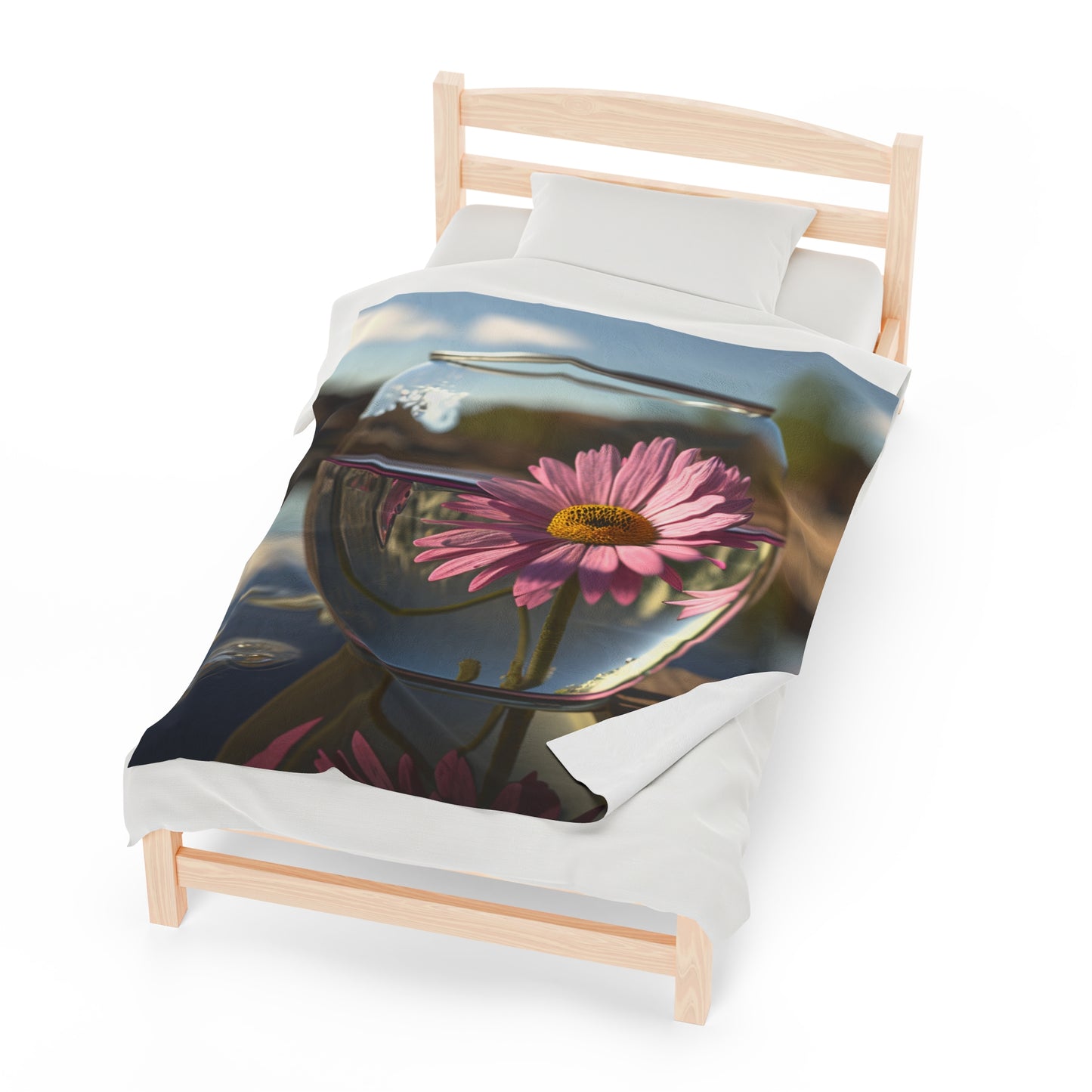 Velveteen Plush Blanket Daisy in a vase 1