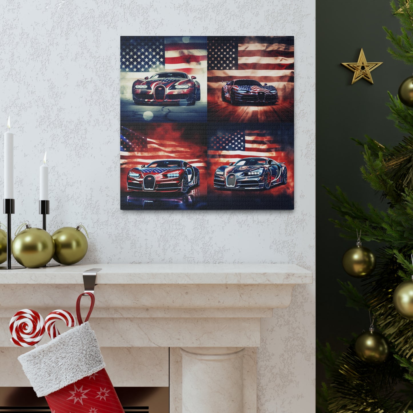 Canvas Gallery Wraps Abstract American Flag Background Bugatti 5